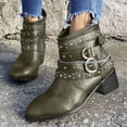 thumbnail image 5 of Joykidd Motorcycle Ankle Boots For Women Chunky Block Heel Short Booties Buckle Studded Gothic Moto Riding Boots with Side Zip for Casual Outings Daily Work, 5 of 6