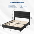 thumbnail image 4 of EnHomee Upholstered Bed Frame with Adjustable Headboard Full Size Bed Frame with Charge Station & Storage, Black, No Box Spring Needed, Noise Free, 4 of 8