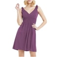thumbnail image 2 of LSLJS Women's Casual With Pockets Summer Dress Solid Color V-Neck Mini Dresses, Sundress Summer Beach Dresses, 2 of 3