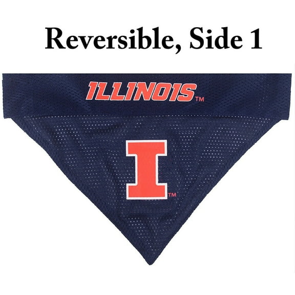 Pets First Collegiate Illinois Fighting Illini Reversible Bandana - Home & Away Mesh & Premium Embroidery for DOGS & CATS