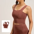 thumbnail image 2 of Iugvhana Womens Seamless Sports Bra Wide Strap Breathable Anti-Sagging Yoga Bra with Built-in Pads Push-Up Gym Workout Cami Tank Tops Brown L, 2 of 6