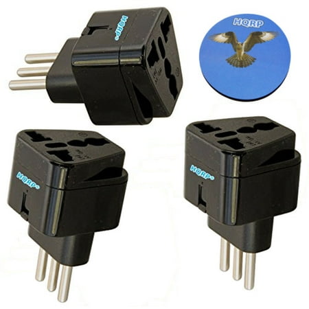 Great Britain Adapter Plug - HQRP 3-Pack Black International Travel Grounded Adapter Plugs - USA / European / Great Britain to Italy + HQRP Coaster
