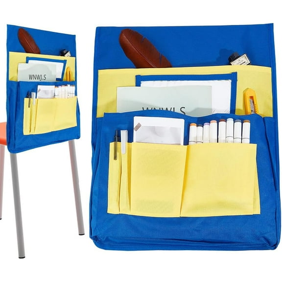 1 pc Classroom Chair Pockets 15.66 x 18.18 inch Yellow Chairback Buddy Pocket Chart Desk Buddy Pocket Organizer with Label Slot for School Home Classroom Preschool Daycare