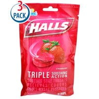 Halls Strawberry Flavor Menthol Drops, 30 Each