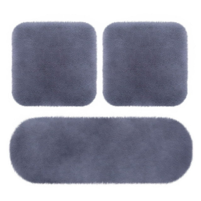 Birdeem 3 Sets Car Front Seat Cushion, Soft Warm Faux Rabbit Winter Auto Seat Cover, Plush Vehicle Seat Protector Pad with Non-Slip Backing, Car Accessories