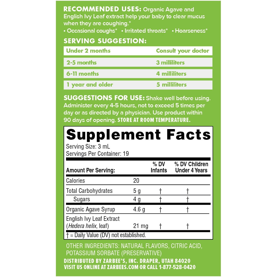 Zarbee's Naturals Baby Cough Syrup + Mucus, Natural Grape, 2 fl oz