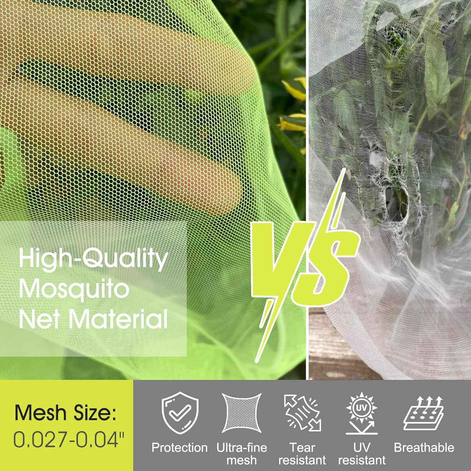 Fruit Tree Netting,  3.3 x 2.6 FT Blueberry Bush Netting Cover with Zipper Drawstring, Outdoor Mosquito Net Garden Netting Protector Plant from Birds Cicadas Animals Insect (4 PCS, Green)