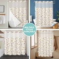 thumbnail image 5 of No Hook Shower Curtain with Snap in Liner, Watercolor Flower on Faint Yellow Waterproof Bath Curtain Double Layers with See Through Top Window, Seamless Blossom Floral Leaves Shower Curtains 48x72in, 5 of 9