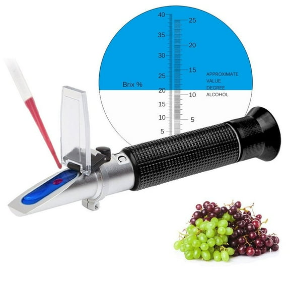 Wine Refractometer Brewing Measuring Sugar Content in Original Grape Juice & Predicting Wine Alcohol Brix 0-40% ​ Alcohol 0-25% V