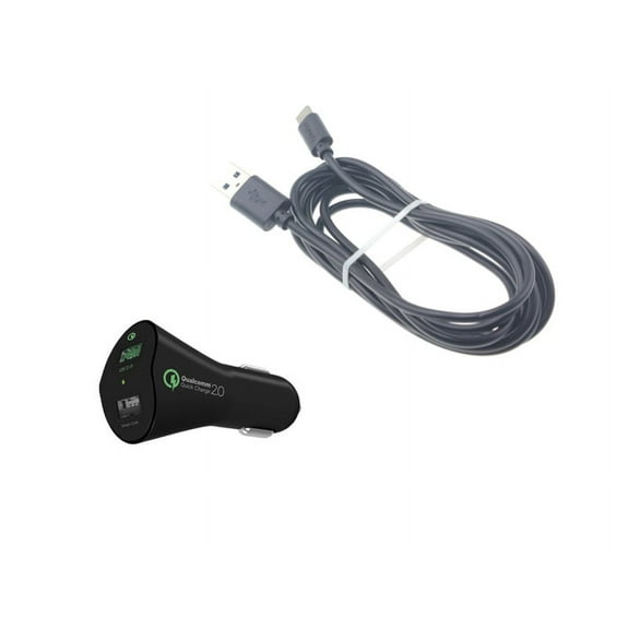 30W Fast Car Charger for Galaxy S20/Ultra/Plus - 2-Port USB 6ft Cable Type-C Quick Charge DC Socket Power X3Q for Samsung Galaxy S20/Ultra/Plus Phones