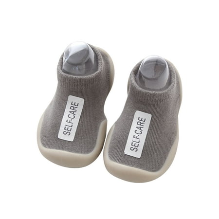 

Colisha Infant Sock Shoes Rubber Sole Socks First Walker Floor Slippers Bedroom Casual Home Shoe Non-Slip Slipper Gray 8C