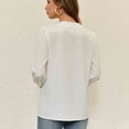 thumbnail image 5 of LNWUY Womens Elegant Lace Shoulder V Neck Shirt Solid Color Long Sleeve Button Up Top Casual Blouse White XXL, 5 of 9