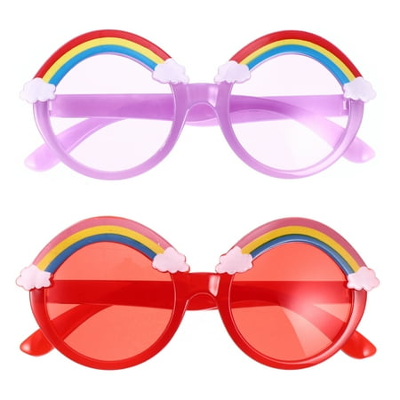 

2Pairs Decorative Children Sunglasses Colored Kids Eyeglasses Adorable Eyewear