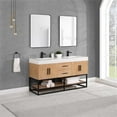 thumbnail image 5 of Bianco 60" Wood Vanity in Light Brown with White Composite Stone Top no Mirror, 5 of 16