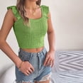 thumbnail image 6 of STETMN Women's Summer Ruffle Sleeve Tank Top Square Neck Knit Crop Tops Casual Cropped Tank, 6 of 6