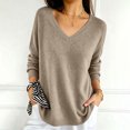 thumbnail image 2 of Gaukiv Long Sleeve Sweaters for Women Solid V Neck Slimming Lightweight Knit Pullovers Basic Blouses Layer Tops Camel 2XL, 2 of 6