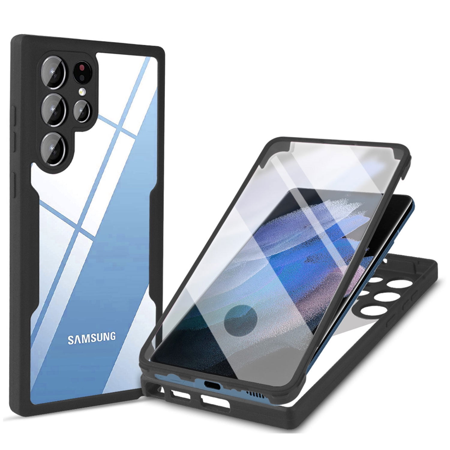 UUCOVERS for Samsung Galaxy S22 Ultra Case with Screen Protector, Dual Layer Hybrid Clear
