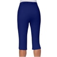 thumbnail image 6 of VV AVEORS Capri Pants For Women Split Side High Waist Casual Athletic Knee Length Summer Pants Casual Sweatpants With Pockets Blue XL, 6 of 7