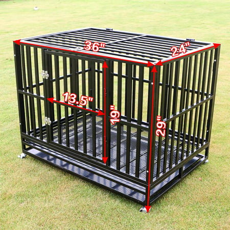 37''/42''/48'' Square Tube Heavy Duty Dog Cage Large Crate Pet Kennel W/Tray (Best Size Crate For Golden Retriever)