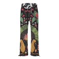 thumbnail image 4 of QIJUNTUO Casual And Fashionable Beach Elastic Waist Wide Leg Pants With Colorful Floral Print Pockets Flare Pants for Women Black, 4 of 4