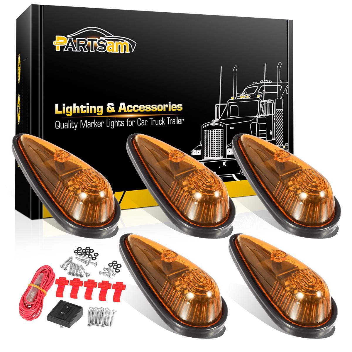 Teardrop Smoke Lens Amber LED Cab Roof Marker Lights For Truck Semi Trailer Ford