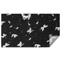 Black White Butterfly Star Pattern Rectangle Tablecloth 60"x102",Waterproof Polyester Rectangle Table Cloth, Wipeable Spillproof Polyester Tablecloth for Dining, Camping, Indoor and Outdoor