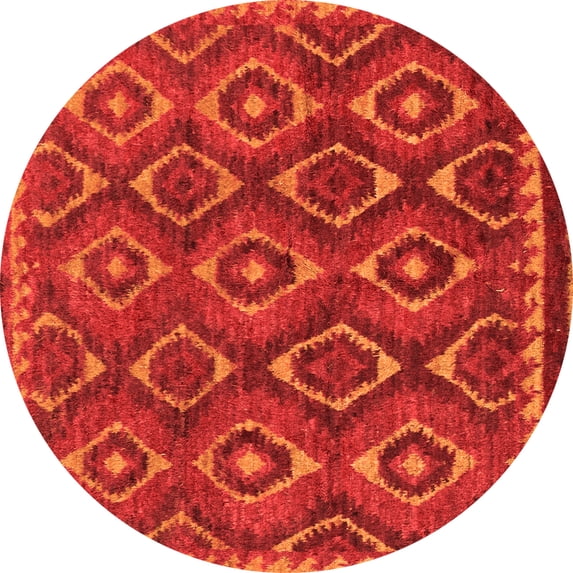 Ahgly Company Indoor Round Abstract Orange Modern Area Rugs, 3' Round