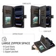 thumbnail image 4 of For Apple iPhone 17e Orchid Pattern Wallet Case, 9 Card Slots Zipper Pocket, Detachable Wrist & Shoulder Strap, Magnetic Shockproof Protective Phone Case,Black,For iPhone 17e, 4 of 9