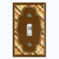 thumbnail image 1 of Metal Light Switch Plate Outlet Cover Vintage Yellow Brown Plaid Frame Wallpaper WAL031, 1 of 13