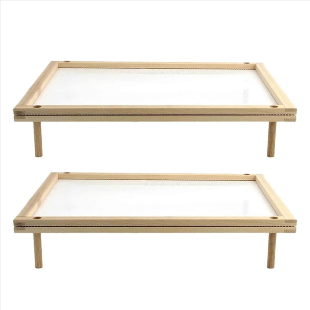 2X Estante de Secado de Pasta Plegable, Secador de Fideos para Fideos Caseros, Estante de Secado de Fideos de Madera Natural con 4 Varillas de Base Única