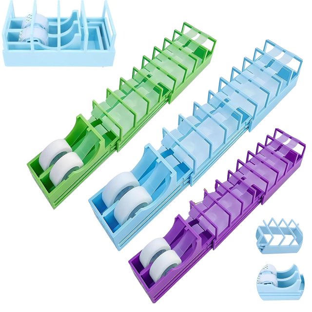 18 Strip Tape Dispenser, Portable Foldable Dual Roll Tape Dispenser, Tape Zoomie, Well Designed, Blade-Free, Compact, Durable, Suitable,for Gift Packaging and Handicraft Making