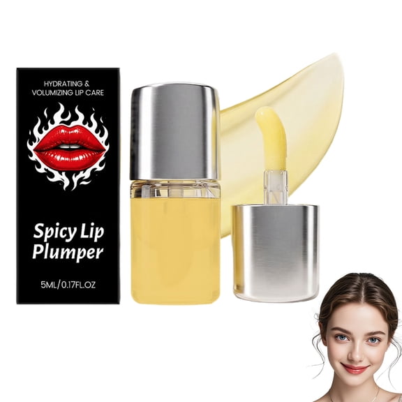 Spicy Plumping Lip Oil – Moisturizing Lip Plumper Gloss for Fuller Looking Lips & Fine Lines, Natural Plant Extract, Glass Shine Finish, 5ml Portable (1PCS)