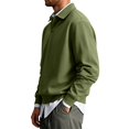 thumbnail image 5 of Delconic Mens Classic Polo Sweatshirt Long Sleeve Collared Pullover Casual Knit Top Regular Fit Button Placket Everyday Shirt Army Green L, 5 of 8