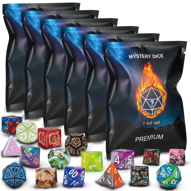 Juego de dados QMAY Polyhedral de 48 piezas con bolsa para dados para D&D RPG MTG