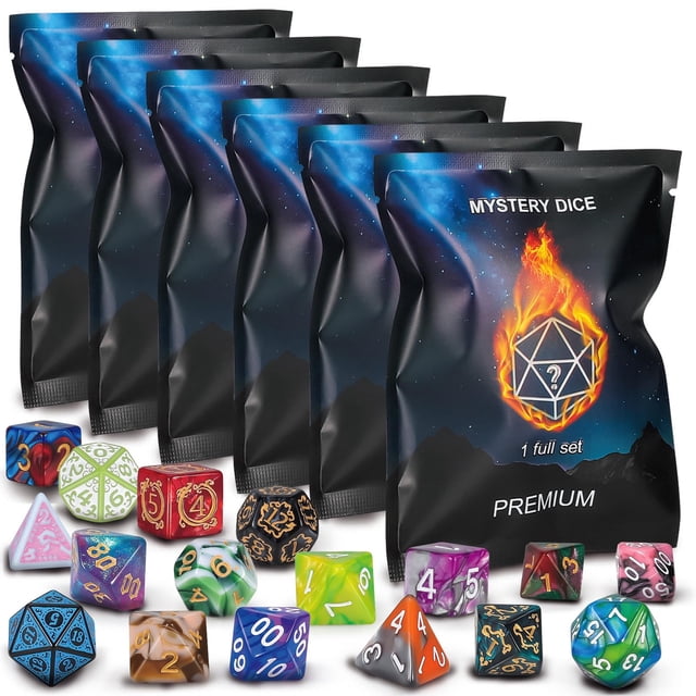 Juego de dados QMAY Polyhedral de 48 piezas con bolsa para dados para D&D RPG MTG