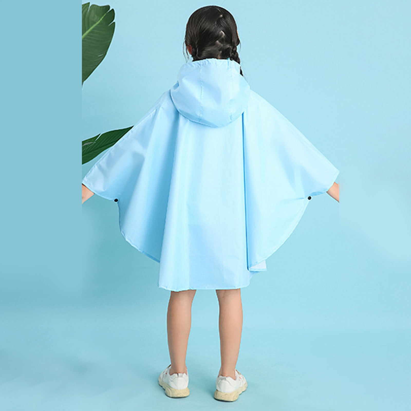 Ensemble De Pluie Enfant - Poncho Imperméable Uni Avec Boutons - Taille S - Pour Garçons Et Filles 4-8 Ans - Printemps, été, Automne