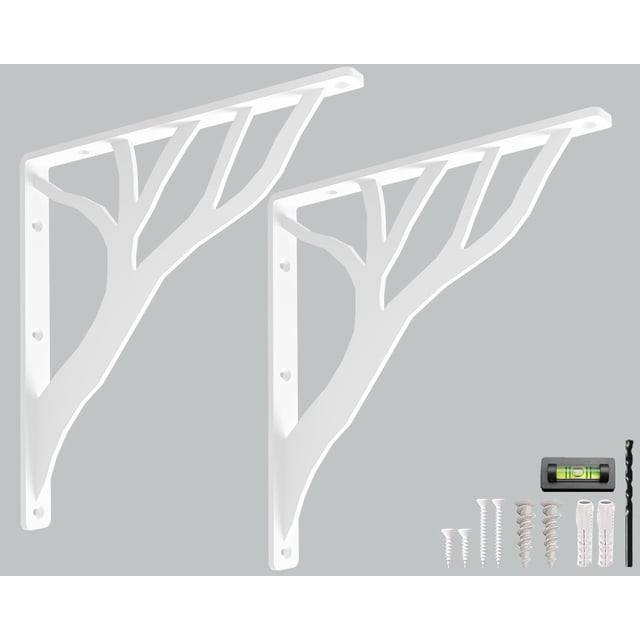 Juego de 2 soportes de estantería Balin Designs con forma de árbol rústico, color blanco, 30 cm