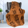 thumbnail image 4 of African Soft Flannel Fleece Throw Blanket, Ceremonial Native Illustration Cultural Art Print, Cozy Plush for Indoor and Outdoor Use, 70" x 90", Black Brown, by Ambesonne, 4 of 5