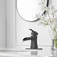 thumbnail image 3 of BWE Oil Rubbed Bronze Bathroom Faucet with Pop Up Drain Stopper Overflow Assembly and Supply Hose Bath Waterfall Single Hole Handle Farmhouse Bathroom Sink Faucet Lavatory Mixer Tap, 3 of 10