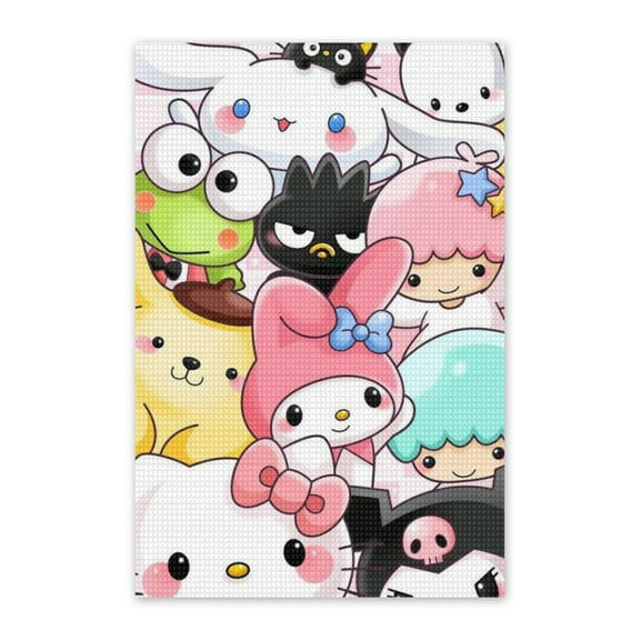 Hello Kitty Diamond Art Painting Kits for Adults Diamond Painting Kits Square Full Drill Diamond Art for Home Wall Decor 12x18 Inch