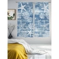 thumbnail image 3 of Haze Blue Coastal Sheer Curtains 72 Inch Length 2 Panels Set Window Treatments, Summer Beach Nautical Starfish Coral Vintage Rod Pocket Semi Curtains for Living Room/Bedroom/Kitchen, 104"W x 72"L, 3 of 7