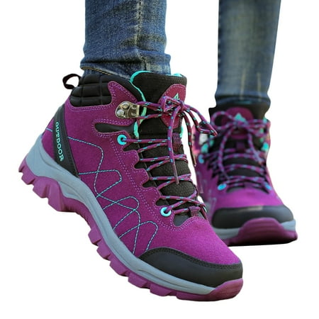 Hiking Boots Women Combat Boots Womens Waterproof Hiking Boots Outdoor Trekking Camping Trail Hiking Boots Thick-Soled Shock-Absorbing Sneakers Boots for Women Womens Hiking Boots