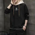 thumbnail image 3 of Sudadera con capucha negra con estampado para hombre, ropa masculina, sudadera con capucha y empalme gráfico, oferta de bienvenida, alta calidad, moda Harajuku Overfit, 3 of 5