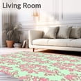 thumbnail image 2 of ODIKA 6'x9' Machine Washable Non-Slip Area Rug, Vintage Floral with Delicate Damask and Interlocking Vinework High Traffic Rug with Pad, Pink, 554394, 2 of 8