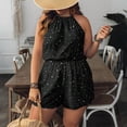 thumbnail image 2 of Women's Halter Neck Floral Print Romper Casual Summer Tie Back Shorts Jumpsuit, 2 of 9