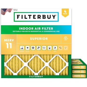 Filterbuy 21.25x21.25x1 MERV 11 Pleated HVAC AC Furnace Air Filters (4-Pack)