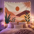 thumbnail image 2 of Geometric Sun and Rolling Hills Against Off-White Background, Serene Boho for Nature Lovers, Minimalist Landscape Wall Art Housewarming Gift, Tapestry Wall Hanging for Bedroom and Living Room, 2 of 7