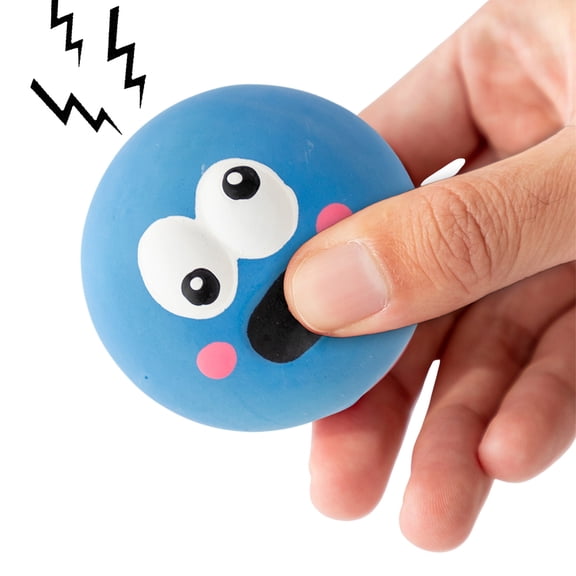 CICRKHB Dog Toy Balls Made of Latex, 5.5X5.5X4Cm Funny Face Latex, Lightweight and Squeak Toys Soft Puppy Interactive Play Sound Soft, for Puppies, Round, Cute Pet Toy Blue