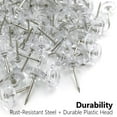 thumbnail image 4 of 150 Pack Clear Push Pins Tacks, Flat Head Thumbtacks for Bulletin Board, Cork Board, Shadow Box, Wall Hanging – Heavy Duty Plastic Head with Steel Point in Reusable Storage Box, 4 of 6