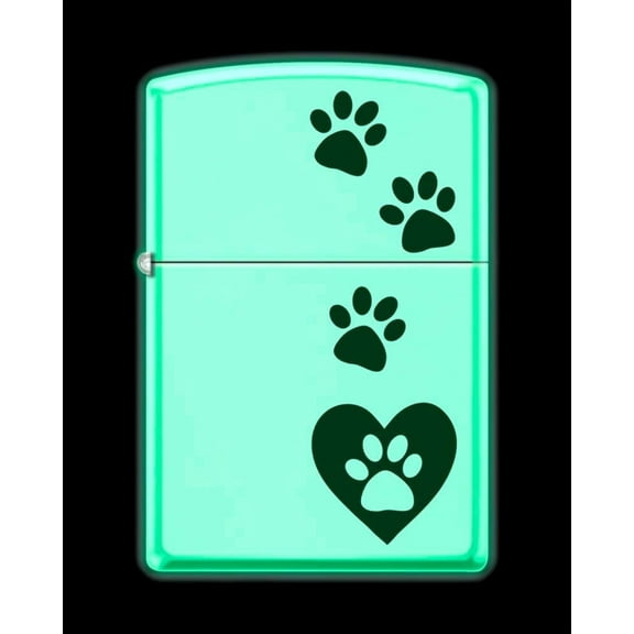 Zippo Lighter-Cat Pet Animal Glow-in-The-Dark Paws Print Dog Cat #Z5565